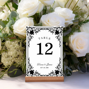 Numeração De Mesa Casamento Monocromático Elegante Branco e Preto Vi