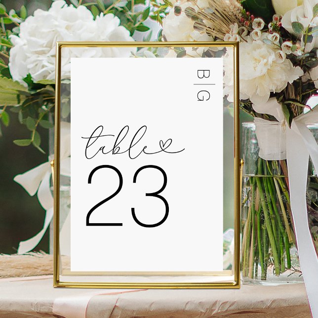 Numeração De Mesa Casamento Monograma Branco Moderno (Criador carregado)