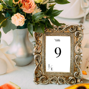 Numeração De Mesa Casamento Monograma Minimalista   Recepção Branca