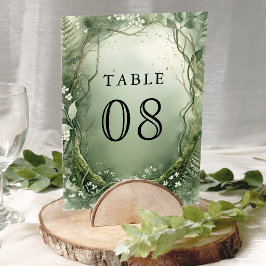 Numeração De Mesa Casamento na Floresta Encantada com Aquarela