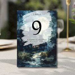 Numeração De Mesa Casamento na Lua do Castelo Gótico de Halloween