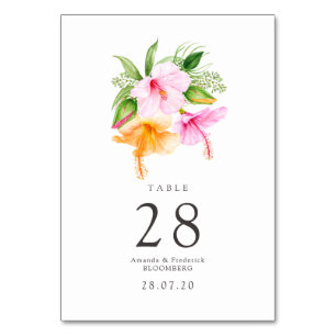 Numeração De Mesa Casamento na Praia com Floral em Aquarela