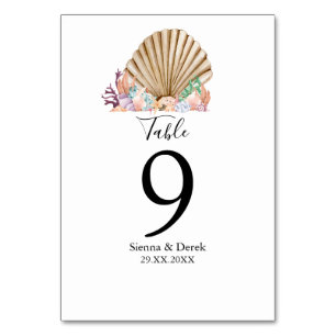 Numeração De Mesa Casamento na praia de Coral e Conchas