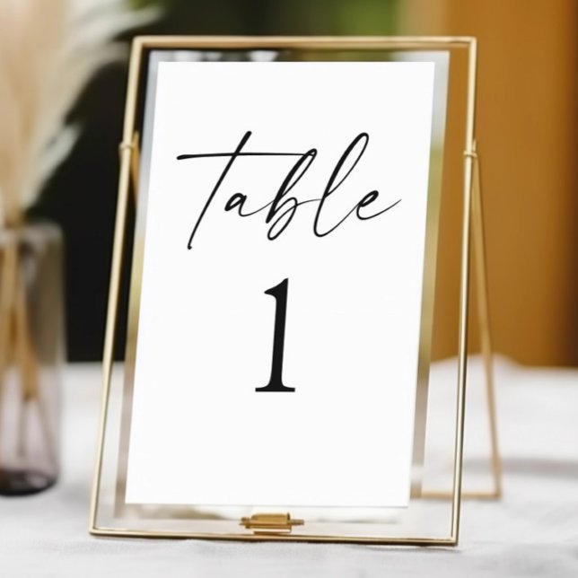 Numeração De Mesa Casamento Negra Branco Elegante Moderno Minimalist (Criador carregado)