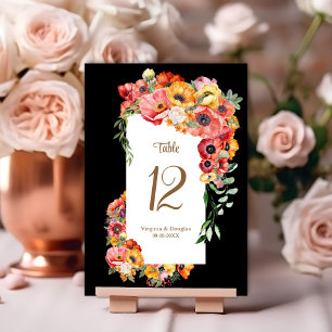 Numeração De Mesa Casamento Negra de Poppies Vibrantes