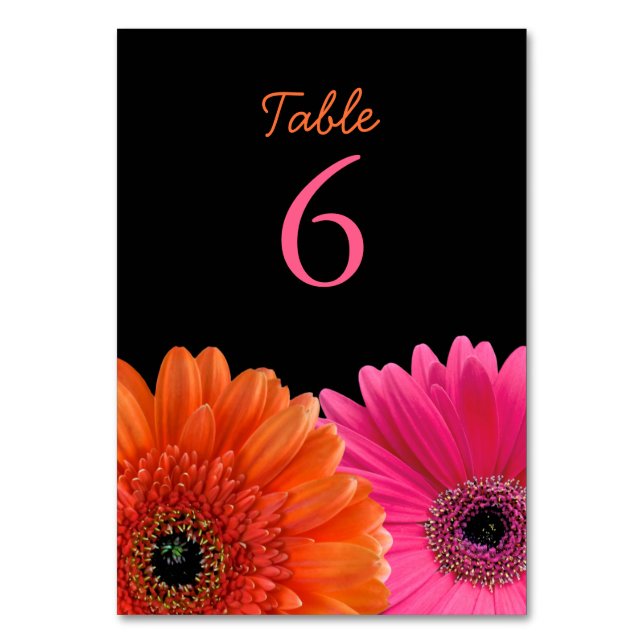 Numeração De Mesa Casamento Negra Laranja Rosa Gerbera Gerber Daisy (Frente)