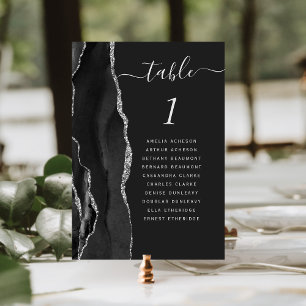 Numeração De Mesa Casamento Negro de Agata de Prata Escura