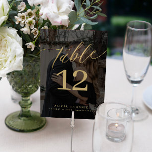 Numeração De Mesa Casamento negro de ouro personalizado minimalista