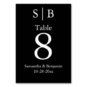 Numeração De Mesa Casamento Negro do Monograma Clássico