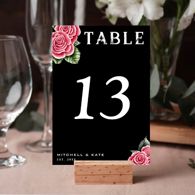 Numeração De Mesa Casamento Negro do Rosa vermelha (Red Roses Black Wedding Table Number
)