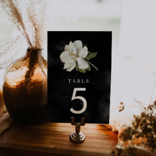 Numeração De Mesa Casamento Negro e Branco da Magnolia Elegante