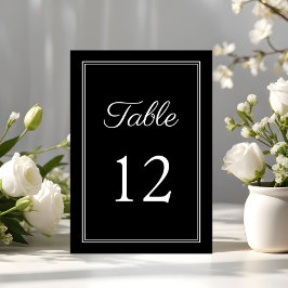 Numeração De Mesa Casamento Negro E Branco Elegante