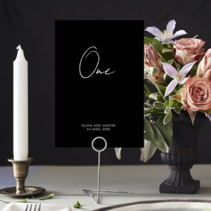 Numeração De Mesa Casamento Negro e Branco minimalista elegante
