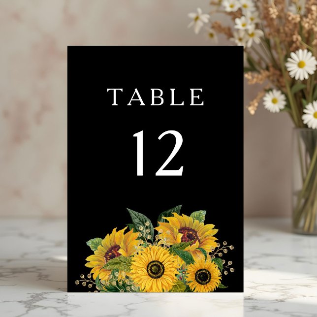 Numeração De Mesa Casamento Negro Floral Elegante (Elegant Floral Black Wedding Table Number)