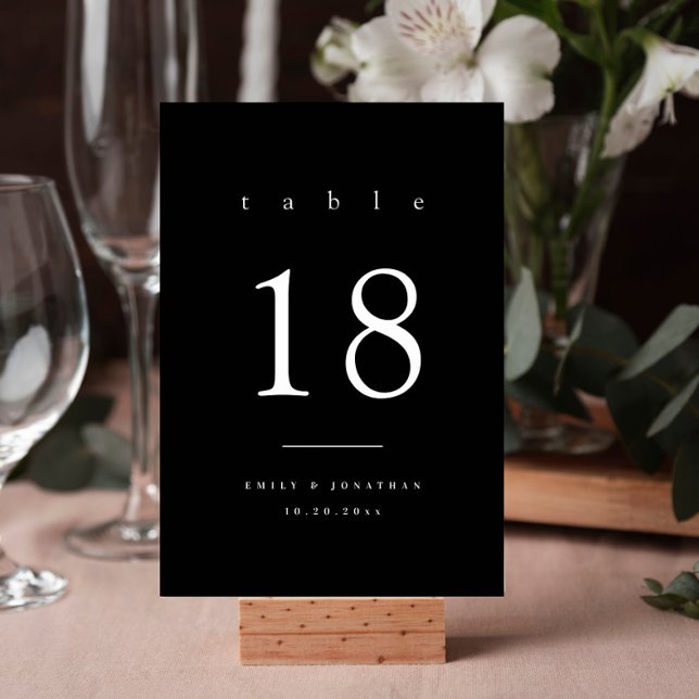 Numeração De Mesa Casamento Negro Minimalista (Criador carregado)