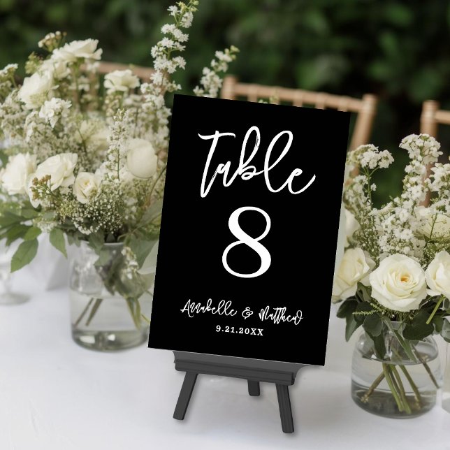 Numeração De Mesa Casamento Negro Moderno (Modern Black Wedding Table Number )