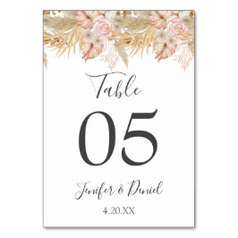 Numeração De Mesa Casamento Neutro de Palma e Flor de Pampas