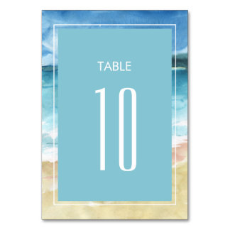 Numeração De Mesa Casamento no Destino de Praia Oceânica com Aquarel