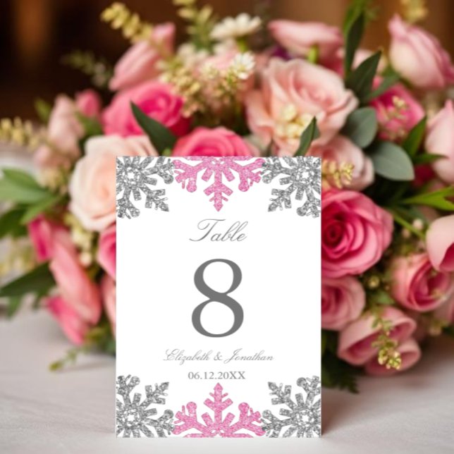 Numeração De Mesa Casamento no inverno de Floco de Neve Rosa-Pratead (Criador carregado)