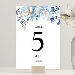 Numeração De Mesa Casamento no inverno Floral Azul Dusty