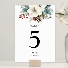 Numeração De Mesa Casamento no inverno Floral Azul Russo Dusty