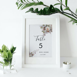 Numeração De Mesa Casamento no inverno floral de pêssego cor-de-rosa