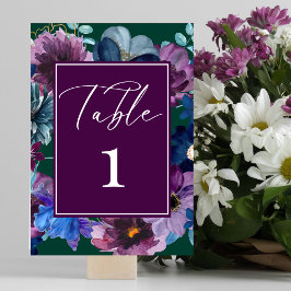 Numeração De Mesa Casamento no inverno floral verde de cor d'água