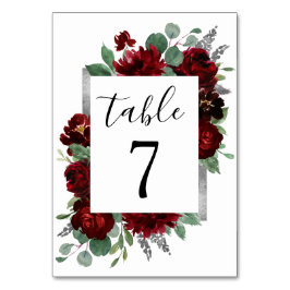 Numeração De Mesa Casamento no inverno Rosa da Borgonha Red & Silver