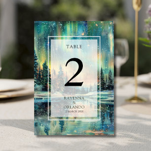 Numeração De Mesa Casamento no Lago sob o Céu Noturno da Floresta co