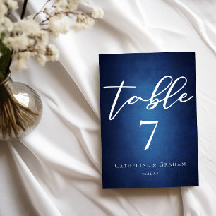 Numeração De Mesa Casamento Noturno Minimalista Azul Moderno