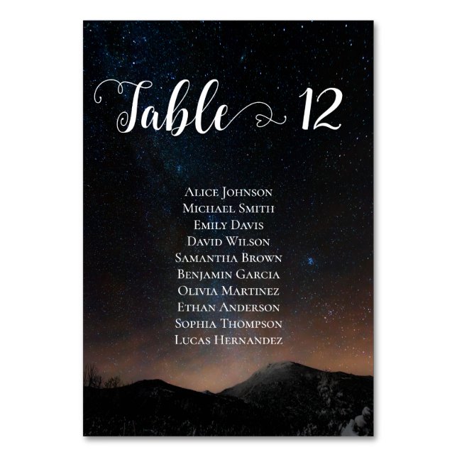 Numeração De Mesa Casamento noturno sob as estrelas (Frente)