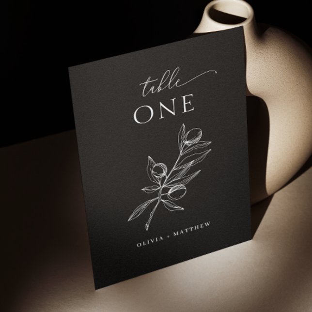 Numeração De Mesa Casamento Oleícola Negro | Script Elegante Italian (Criador carregado)