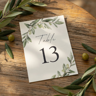 Numeração De Mesa Casamento Olive Branch   Elegante Botânica de Verd