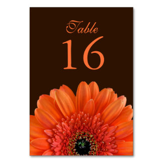 Numeração De Mesa Casamento Orange Gerbera Daisy Brown