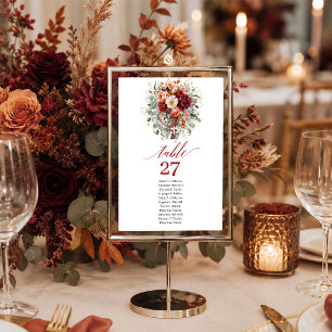 Numeração De Mesa Casamento outonal romântico em burgundy dourado e