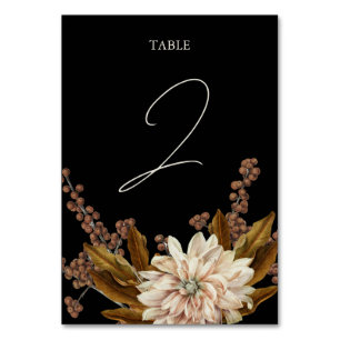 Numeração De Mesa Casamento outono de Aquarela Floral Preta