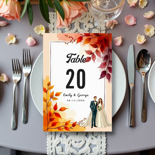 Numeração De Mesa Casamento outono De Noz Floral E De Alcance (Criador carregado)