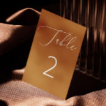 Numeração De Mesa Casamento outono de Script Minimalista de Mostarda<br><div class="desc">Esta elegante carta de números da mesa de casamento apresenta um fundo marrom de mostarda rico, emparelhado com uma guião branca delicada e numeração ousada para um olhar limpo e moderno. O tom quente e temperado de ocre lhe dá um sentimento convidativo, de terra - perfeito para casamentos de outono,...</div>