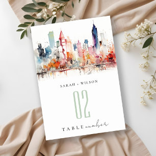Numeração De Mesa Casamento Paisagem Aquarela Chicago Illinois