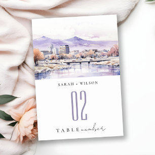 Numeração De Mesa Casamento Paisagem Aquarela em Boise, Idaho