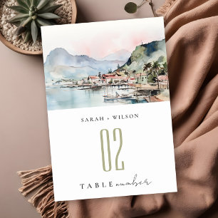 Numeração De Mesa Casamento Paisagem Aquarela Kauai Havaí