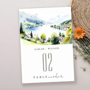 Numeração De Mesa Casamento Paisagem Aquarela Lungern Suíça