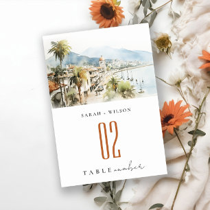 Numeração De Mesa Casamento Paisagem Aquarela Santa Marta Colômbia