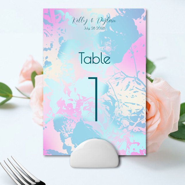 Numeração De Mesa Casamento Pastel Abstrato Moderno (Criador carregado)