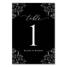 Numeração De Mesa Casamento Pequeno Clássico de Vintagem Branca Negr