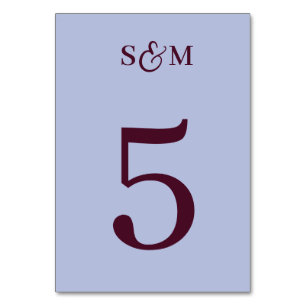 Numeração De Mesa Casamento Periwinkle com E comercial de Monograma