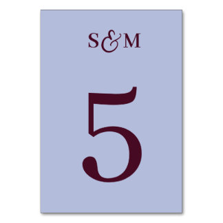 Numeração De Mesa Casamento Periwinkle com E comercial de Monograma