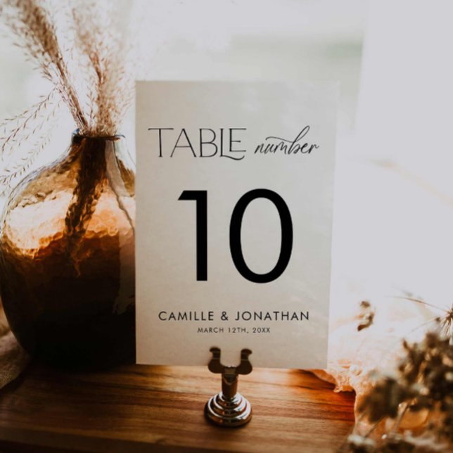 Numeração De Mesa Casamento Personalizado Branco e Preto Elegante (Elegant Simple Wedding Table Number)