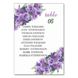 Numeração De Mesa Casamento Personalizado Da Flor Roxo Elegante