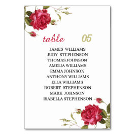 Numeração De Mesa Casamento Personalizado da Flor Vermelha Elegante